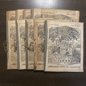 10 Agricultural Almanacs‎ antique farm 1930-1939 John Baer's Sons Lancaster